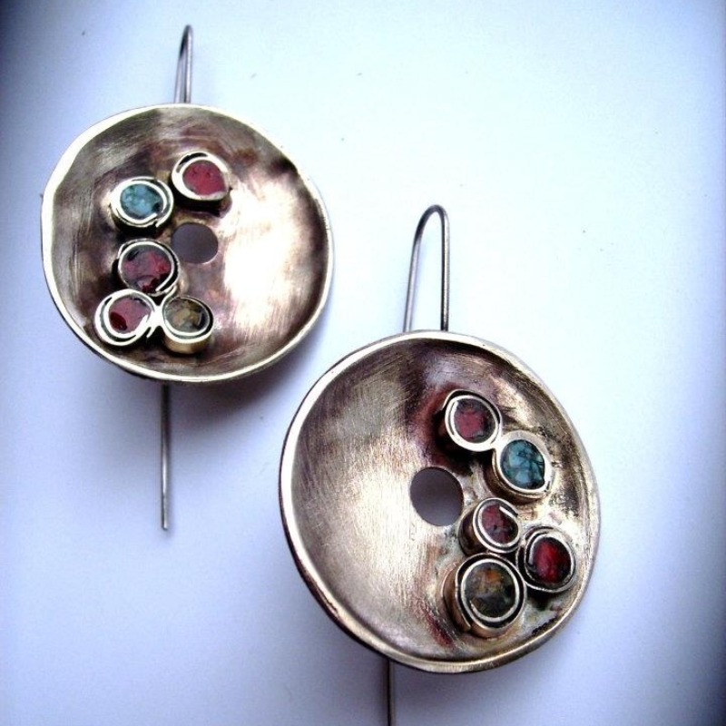 Women's Luxurious Handmade Art Earrings with Round Pendants